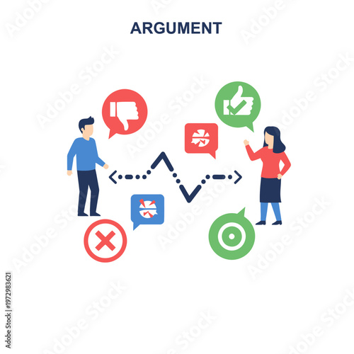 People arguing, disagreement, feedback, discussion, debate, communication, icons, conflict, opposition