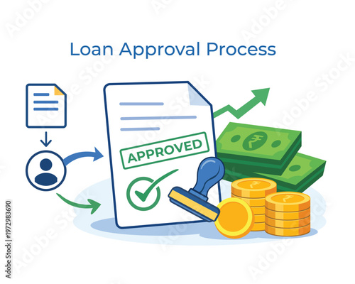 Loan approval process with approved document stamp coins and currency