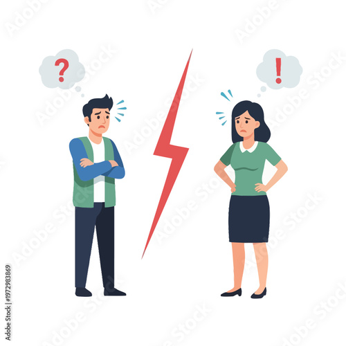 Couple arguing, relationship conflict, misunderstanding, emotional stress, communication breakdown
