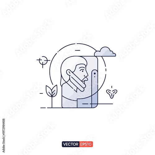 Man Reflecting in Mirror, Self-Awareness and Identity Concept