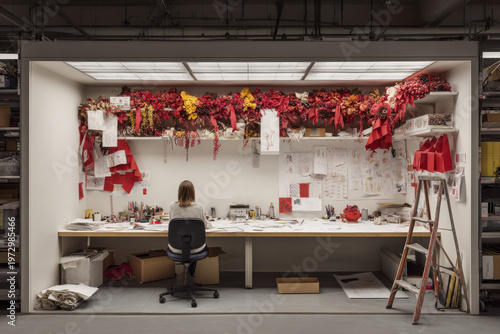 beautifully arranged desk featuring handwritten letter with augmented reality text translation displayed elegantly
