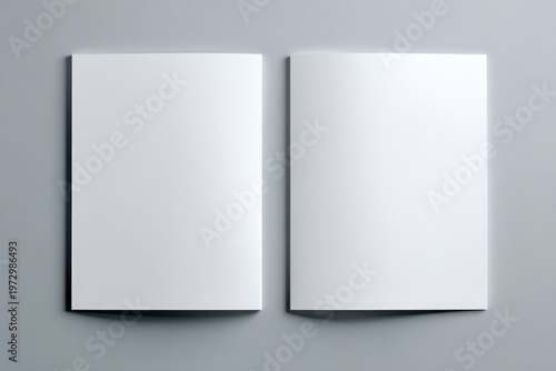 Blank Open Brochure Mockup on Gray Background.