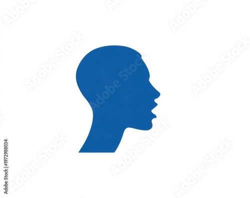 Blue Silhouette of a Persons Head Speaking.