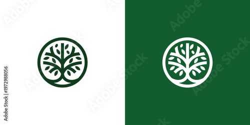 Photos Tree logo design on white and green background nature concept.