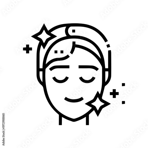  Clean Face Skin Line Icon Vector Illustration Stock