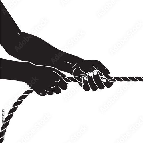 Tug of war - hands pull rope