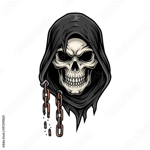 Grim Reaper Skull with Chains
