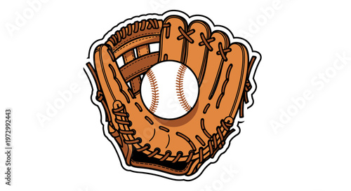 Baseball glove with a baseball inside.