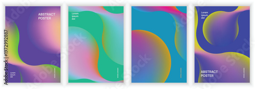 Futuristic Abstract Gradient Poster with Vibrant Color Flow and Fluid Organic Shapes, Modern Vector Background for Creative Cover, Branding and Digital Design