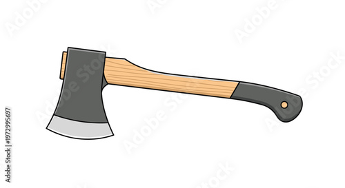 Professional wood splitting axe with a sharp metal blade and a smooth wooden handle isolated on a plain white background.