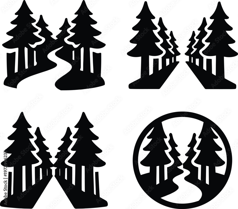 Fototapeta premium Black and white seamless pattern with stylized leaves and branches black background