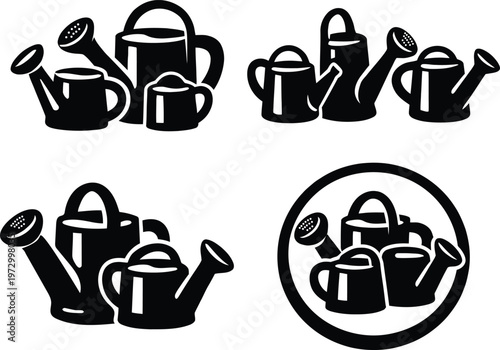 Four black and white hand gestures with thumbs up and pointing fingers monochrome