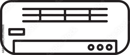 Air conditioner icon, black isolated on white background, vector illustration.