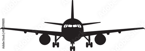 Airplane front view icon. Clipart image isolated on white background