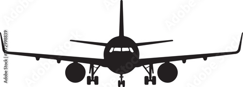 Airplane front view icon. Clipart image isolated on white background