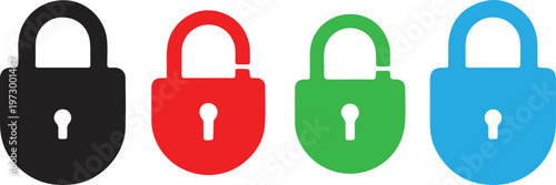 Colorful padlock icons for security concepts