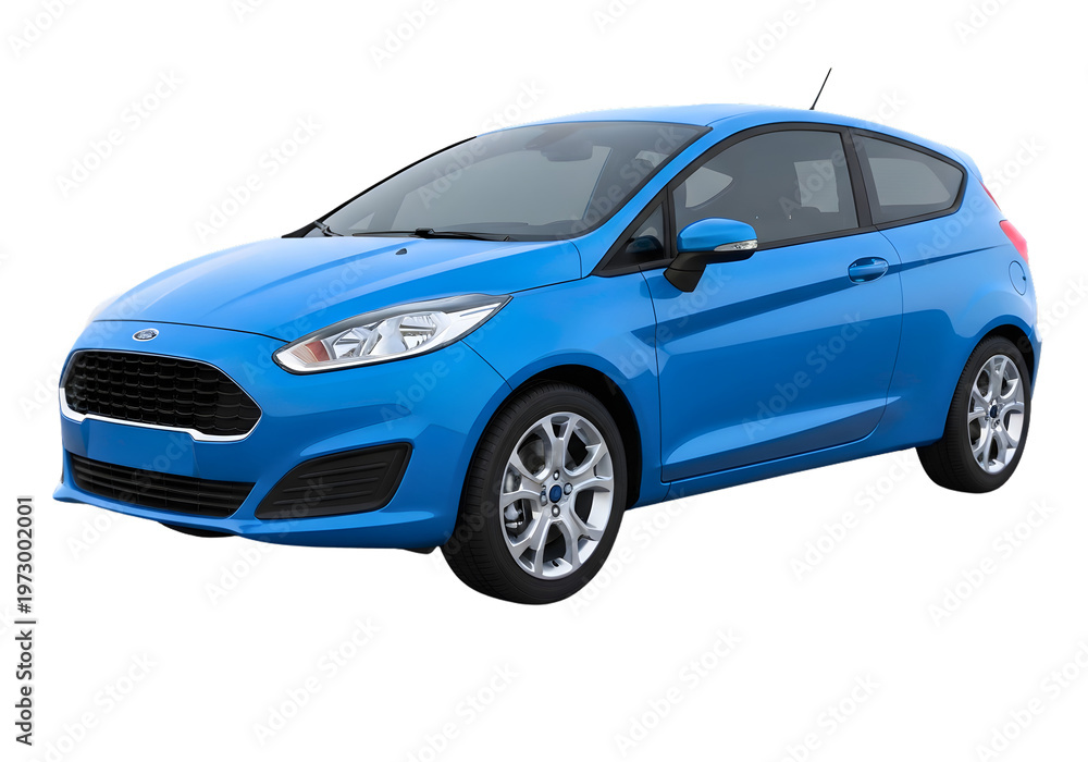 Fototapeta premium Bright blue ford fiesta parked