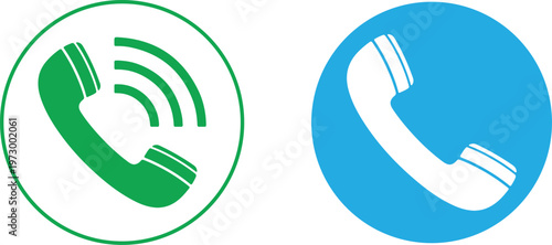 Vector icons of green and blue phone symbols