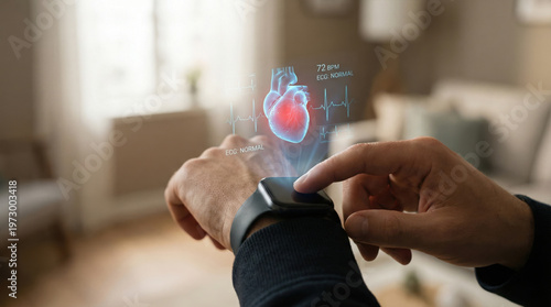 Smart wearable tech with ai monitors heart health and ECG data in real time enhancing healthcare and personal health management