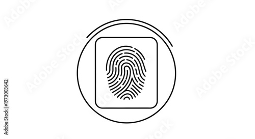 Fingerprint Icon Symbol, Biometric Security, Identity Verification, Digital Access