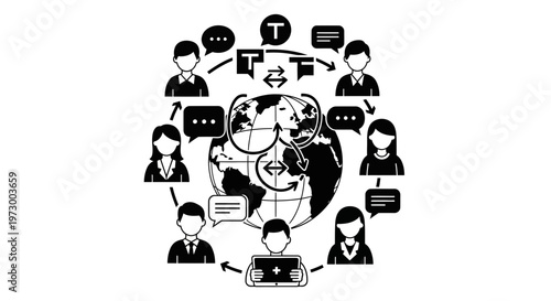 Global Communication Network: People Connected Worldwide via Digital Technology