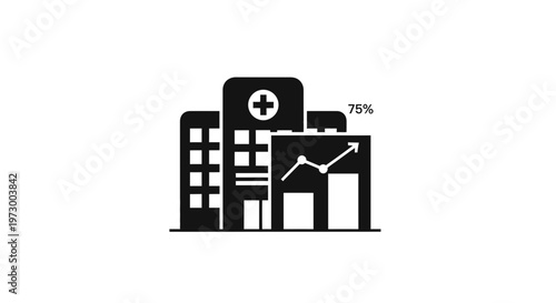 Hospital Building with Growth Chart and Percentage, Healthcare Business Growth Concept