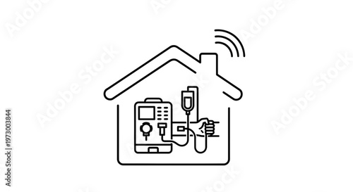 Home healthcare infusion pump with wireless connection, symbolizing remote patient monitoring.