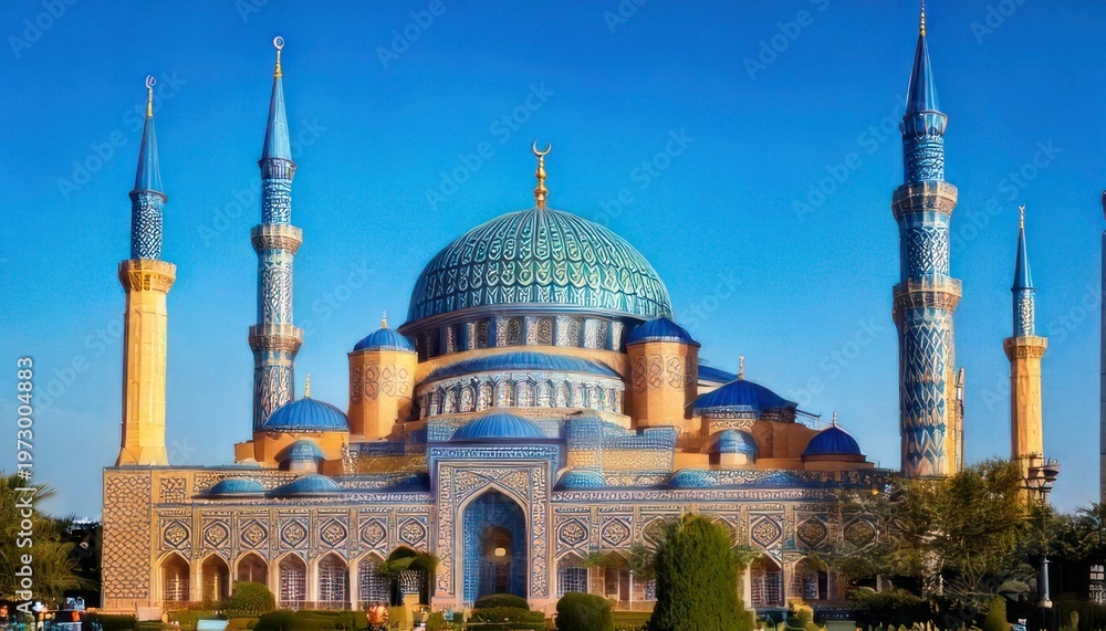 Naklejka premium Hazrat Sultan Mosque - A Majestic Architectural Marvel in Astana, Kazakhstan.