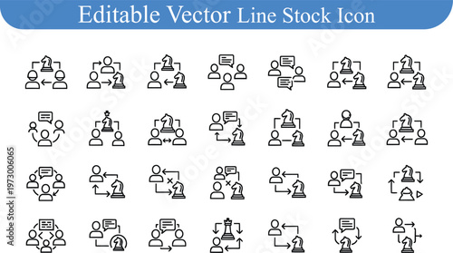 Business organization and management icons set