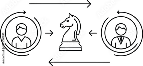Chess knight strategy between two people in business