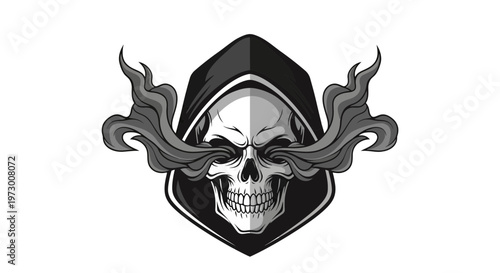 Grim Reaper Skull with Smoke from Eyes