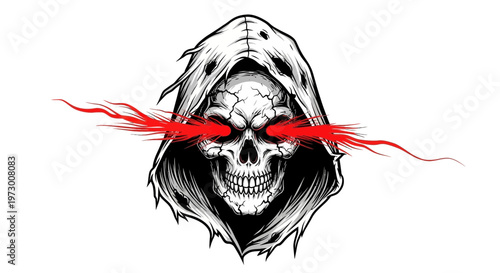 Grim Reaper Skull with Red Laser Eyes
