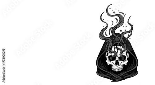 Grim Reaper Skull with Smoke