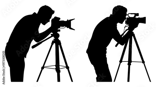 Camera Crew silhouette vector, people of a photographer, Cameraman silhouette vector