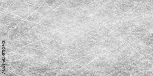 Abstract close-up captures the textured surface of ice marked with intricate skate blade patterns. Illustrating the dynamic interplay between the ice and the sport of skating.