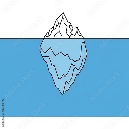 Iceberg illustration showing the tip above and the mass below.