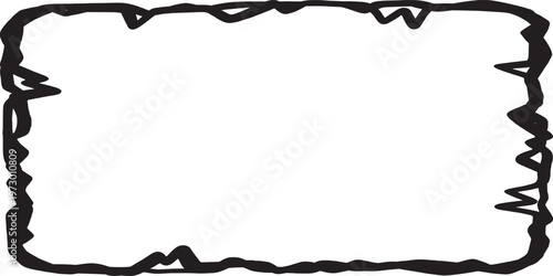 Roughly Drawn Rectangular Frame with Jagged Edges.
