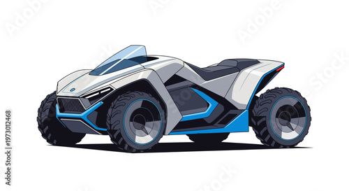 Modern Futuristic All-Terrain Concept Vehicle on White Background