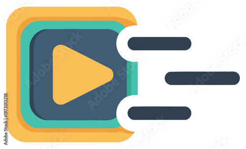 Video content icon media player interface with text layout clean vector design