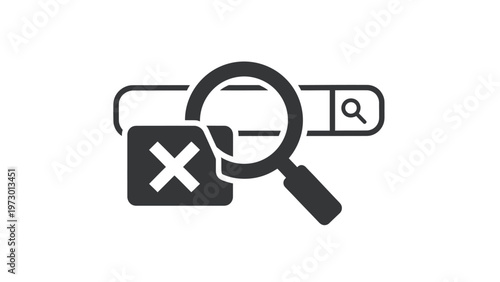 Magnifying glass over search bar with an error icon