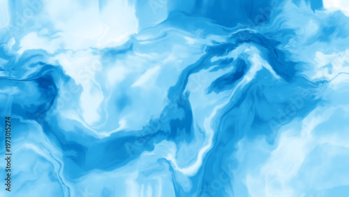 Abstract Blue and Cyan Liquid Ink Texture Background with Fluid Marble Effect