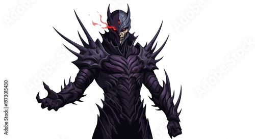 Dark Knight Warrior Armor, Spiky Suit, Red Eyes, Fantasy Character