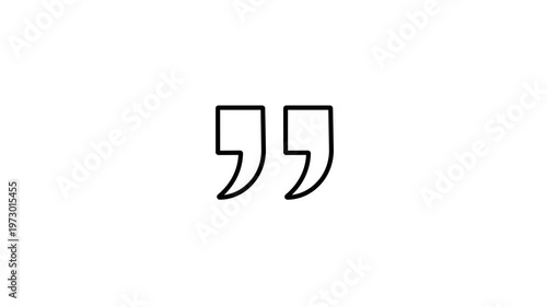Minimalist animation of lines forming black quotation marks. Perfect for quote overlays, typography projects, or social media visuals. Transparent background, 4K video.