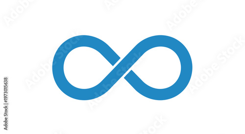 Blue infinity symbol on white.