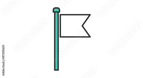 Simple Teal Flag on Pole Icon.