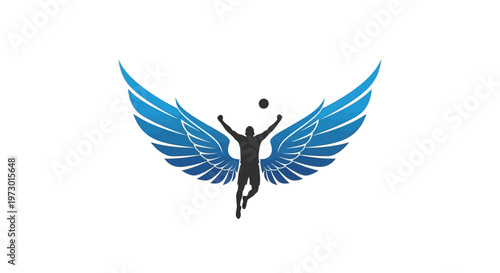 Volleyball Player with Blue Wings.