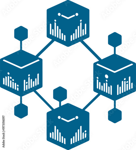 Decentralized blockchain network with connected data blocks