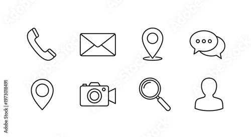 A collection of simple line drawings representing various objects and concepts Vector
