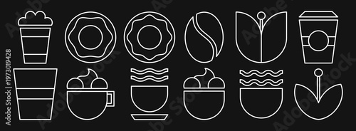 Coffee and Dessert Line Art Icons Collection