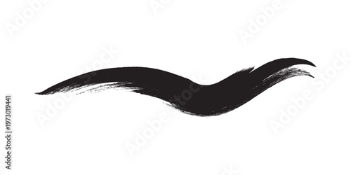 Black Ink Brush Stroke Wave Shape Abstract Art.